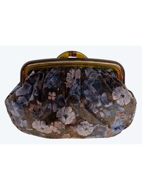 Vintage Carpet Bags of America Floral Purse Lucite Handle Clutch Bag